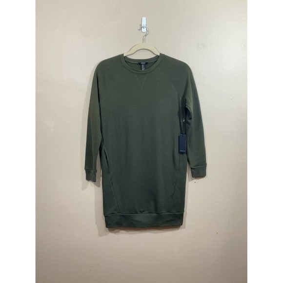 Forever 21 Womens Sweatshirt Dress Size Medium Green Comfort Pockets Cozy NWT - Picture 1 of 5